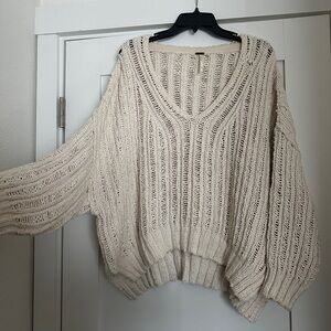 Beige Free People Knitted Sweater